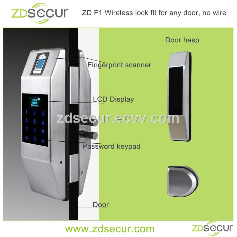 ZD F1 Fingerprint and password Wireless electric door lock for glass door wood door and metal door