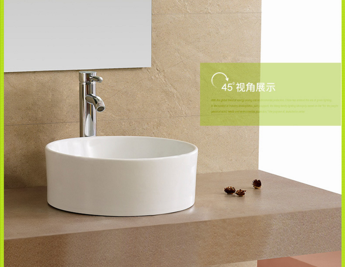 Popular Round Bathroom Ceramic Wash Basin Countertop Vessel Sink