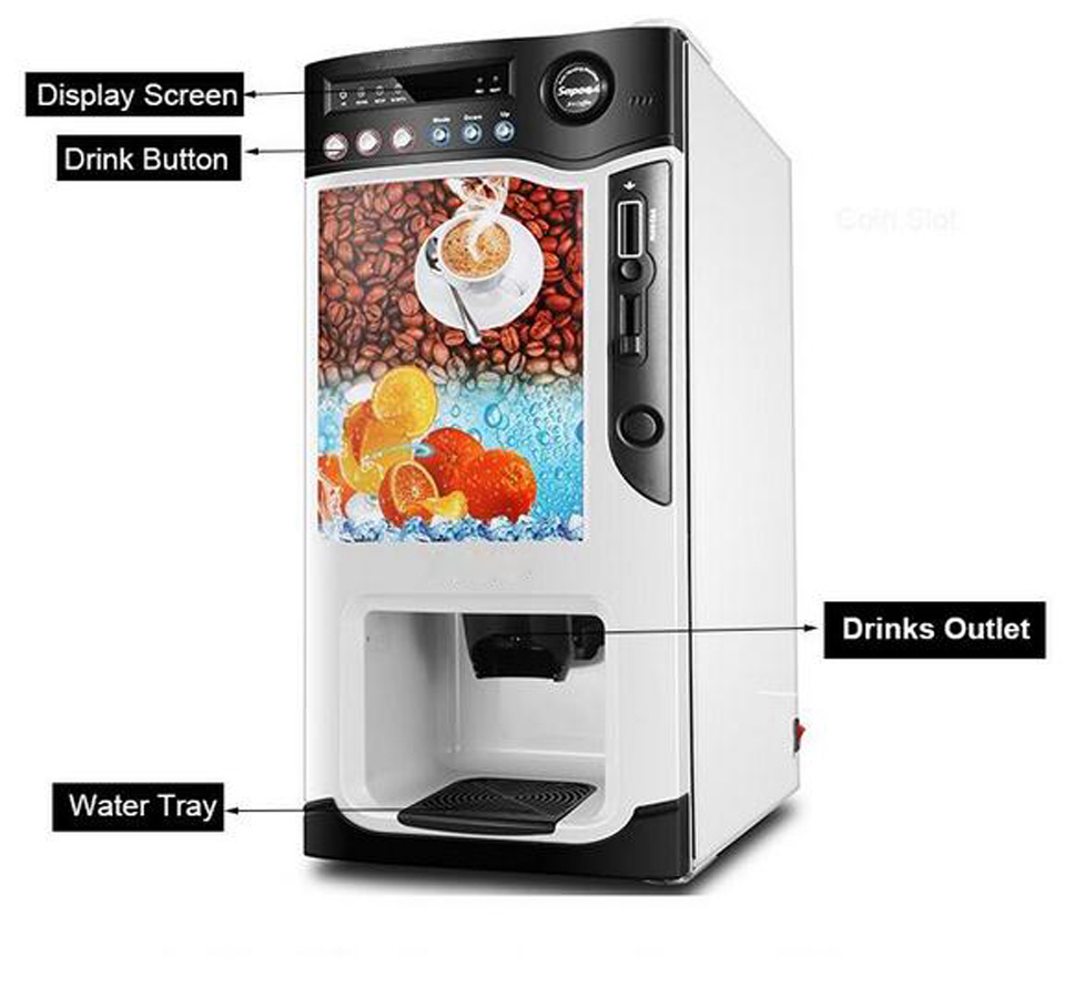 with cooling and heating function automatic instant coffee tea vending machine