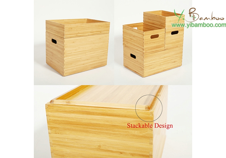 bamboo wooden storage bins