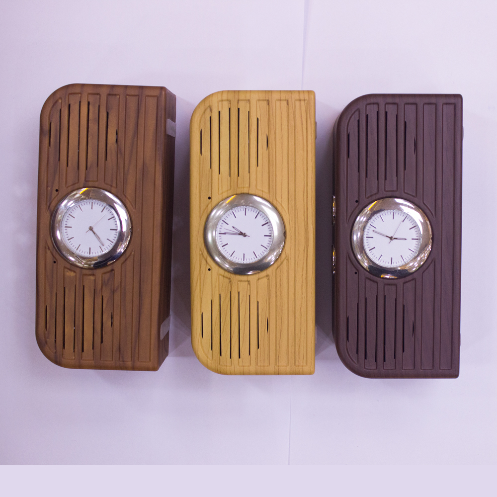 2017 newest high quality Hotel alarm clock wireless wooden bluetooth speaker with FM radio USB