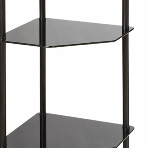 Corner Shelf Rack 4 Tier Black Glass Bath Living Dining Room Home Display Stand