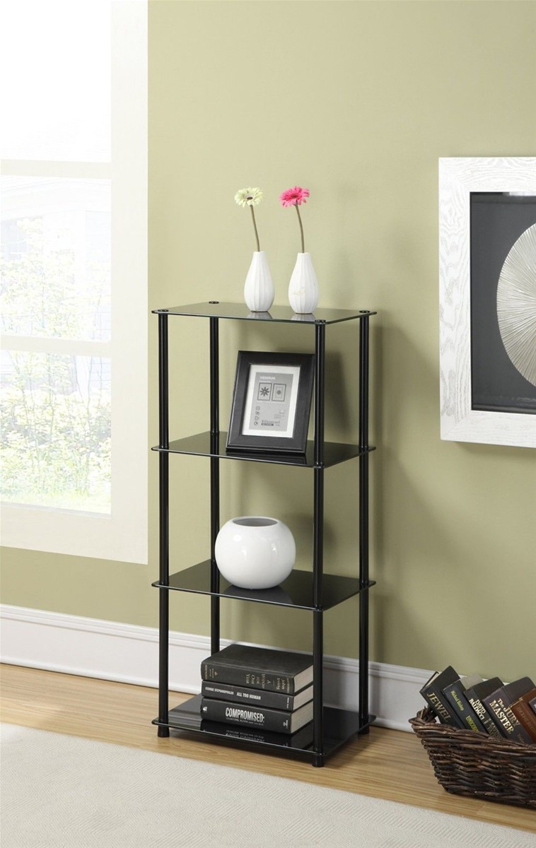 Corner Shelf Rack 4 Tier Glass Bath Living Dining Room Home Display Stand Tower