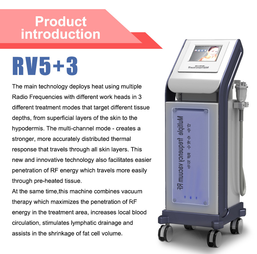 Vacuum bipolar multiRF red light machine3 RF frequency of 08MHz 17MHz 245MHz for wrinkle removal