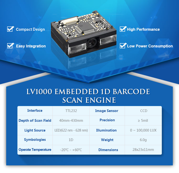 LV1000 High quality Small 1D CCD Barcode Scanner Reader Module Engine for Portable Handheld Scanner LV1000 High quality Small 1D CCD Barcode Scanner Reader Module Engine for Portable Handheld Scanner