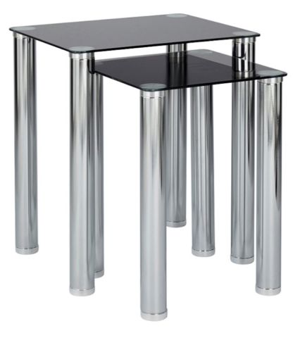 Nest of 2 Tables Black Glass