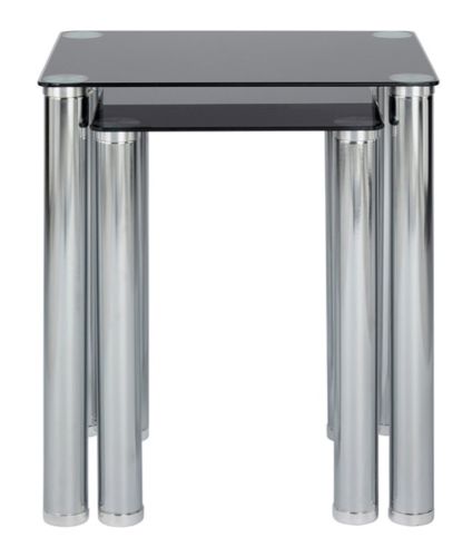 Nest of 2 Tables Black Glass