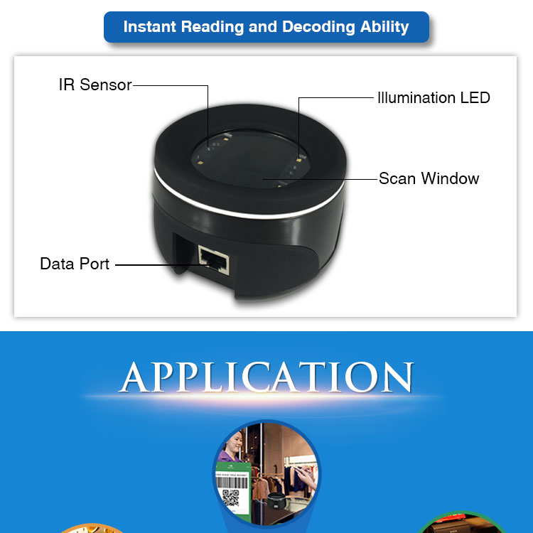 RD4100 High Quality USB Or RS232 Interface Desktop Barcode Reader Qr Code Scanner For Mobile Phone Payment