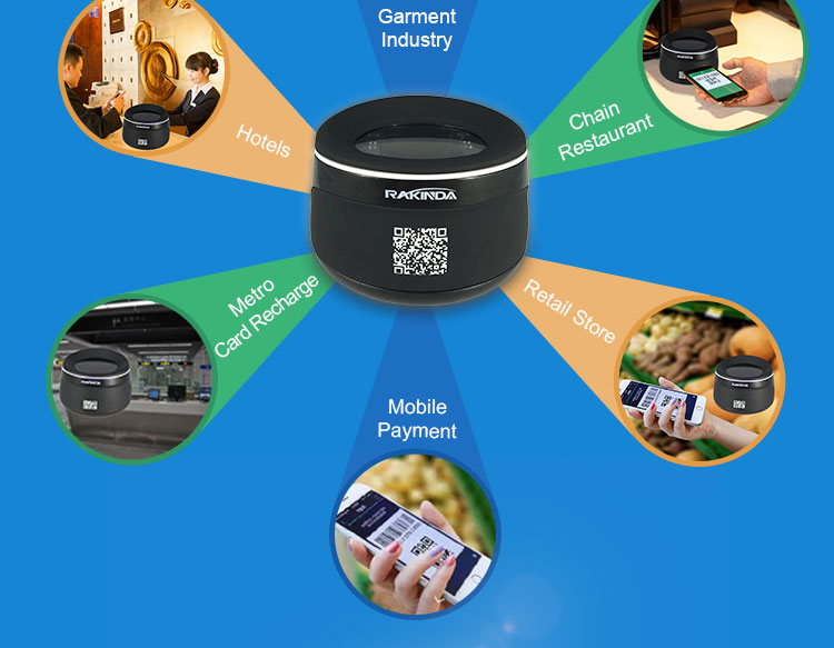RD4100 High Quality USB Or RS232 Interface Desktop Barcode Reader Qr Code Scanner For Mobile Phone Payment