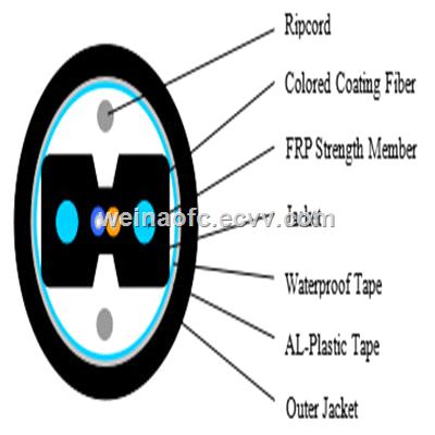 FTTH armoured bowtype drop cable 1 or 2 cores