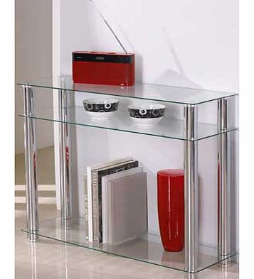 black clear glass console table