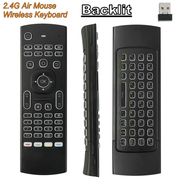 Backlit MX3 Backlight Gyroscope IR Learning 24G Wireless Mini Keyboard Air Mouse for Smart TV Android Box