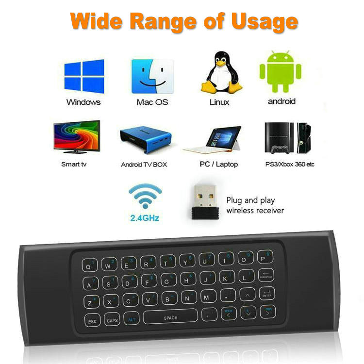 Backlit MX3 Backlight Gyroscope IR Learning 24G Wireless Mini Keyboard Air Mouse for Smart TV Android Box