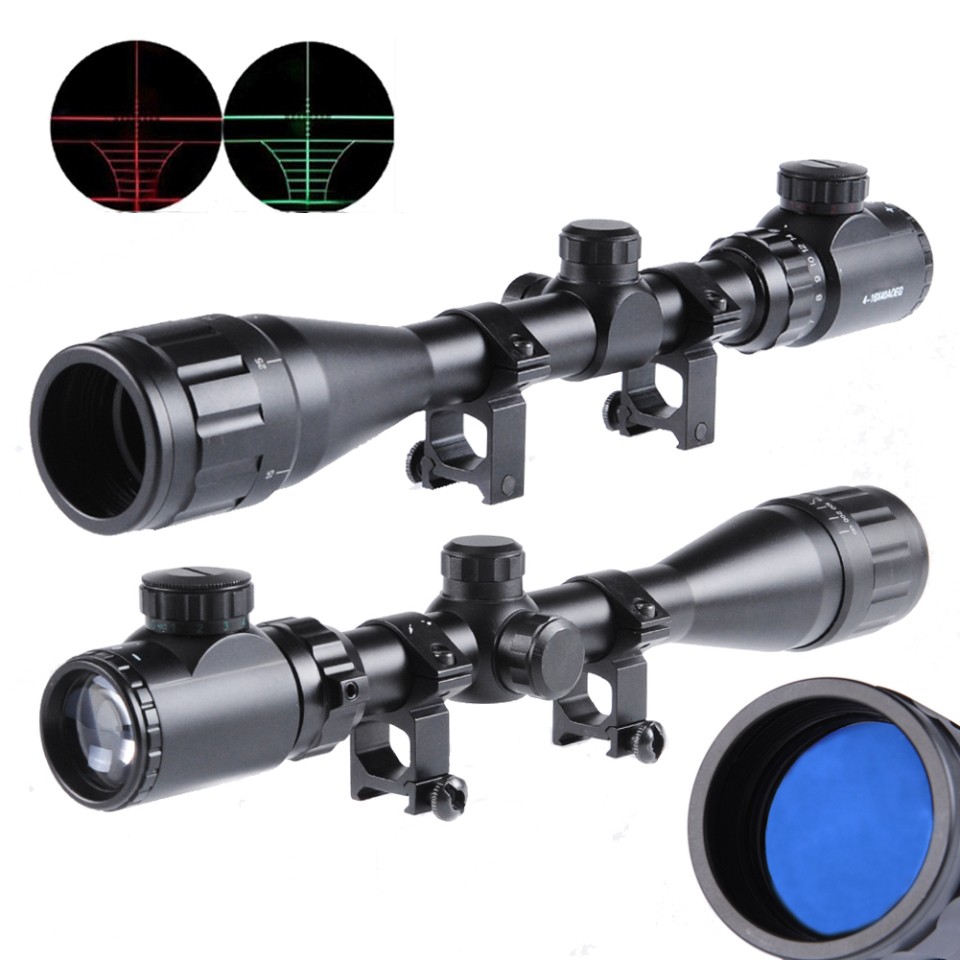 416X40 AOEG Long Range Tactical Telescopic Air Airsoft Sniper Shotgun Rifle Scopes with Red Green Illuminated Sights