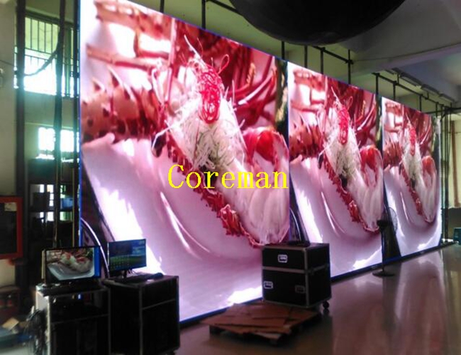 Coreman indoor rental advertising LED screen p8 LED display RGB full color SMD 512x512mm cabinet p25 p3 p4 p5 p6 p8 p10