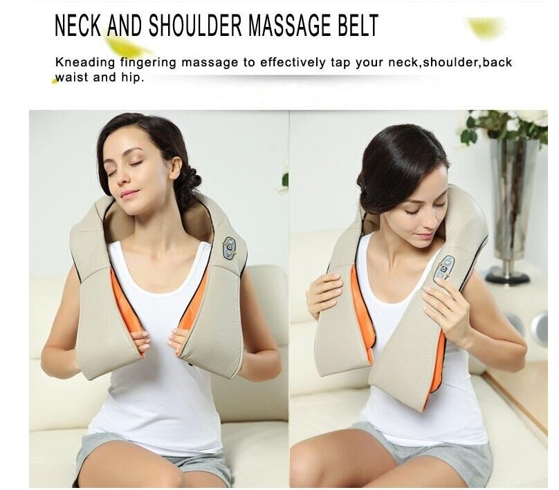 Electric Shiatsu Kneading Neck Shoulder Back Body Massager belt with Heat for Home Office Car