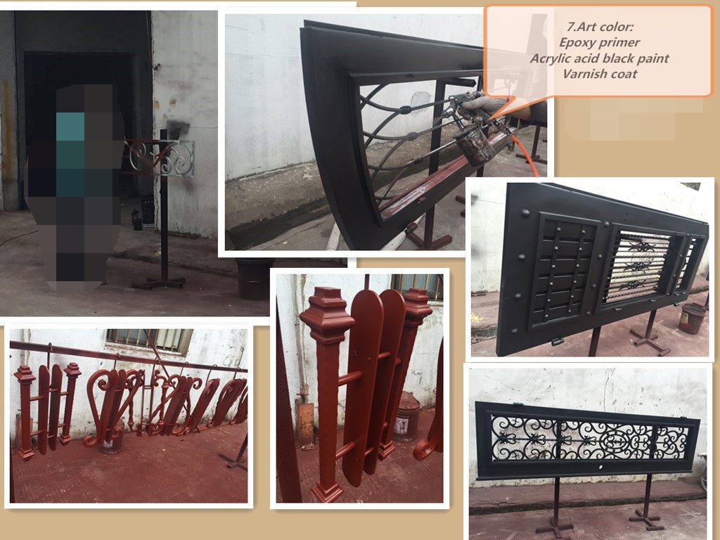China Factory Direct Wrought Iron Double Design House Used Security Iron Doors with Sidelight