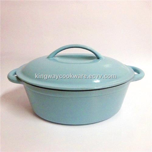 Blue Enameled Oval Cast Iron Casserole KBL24