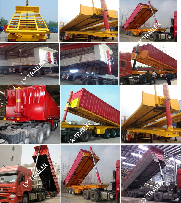 3 axles dump truck trailerside dump trailerside tipping trailer 60tons