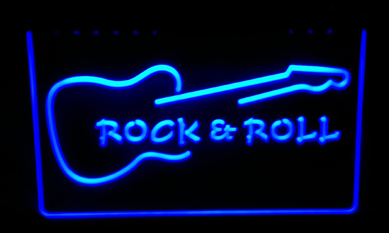 LS194-b Rock & Roll Guitar Music Neon Light Sign