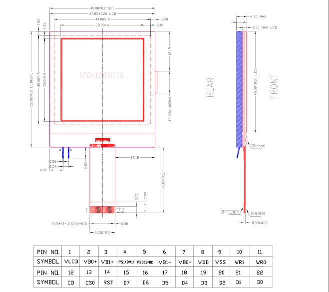 128128 Graphic LCD Display Module with White Backlight