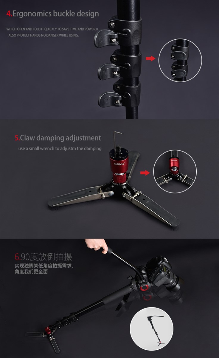 miliboo MTT705A Professional Flexible Monopod for CameraVideoCamcorder