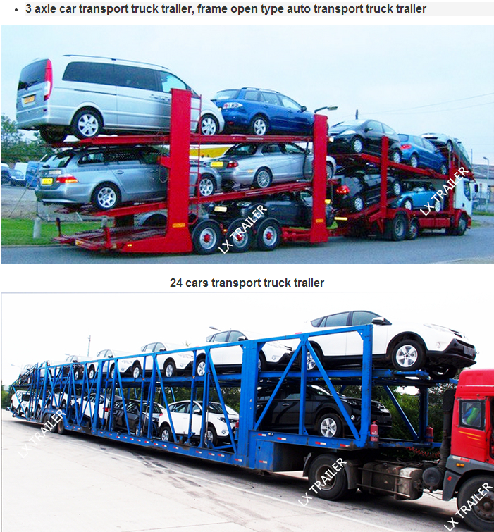 2 double axles 16meters 8 units transporting SUV car carrier semi trailer