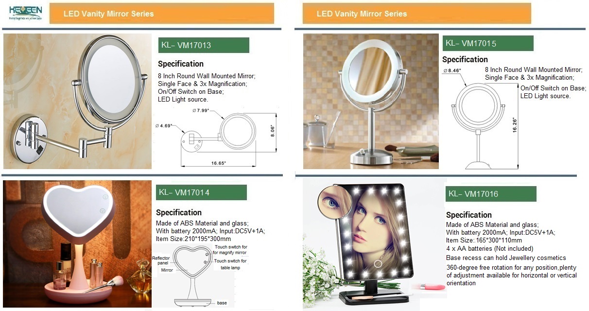 Magnifying gold color Cosmetic Mirror with LED Light for bathroom