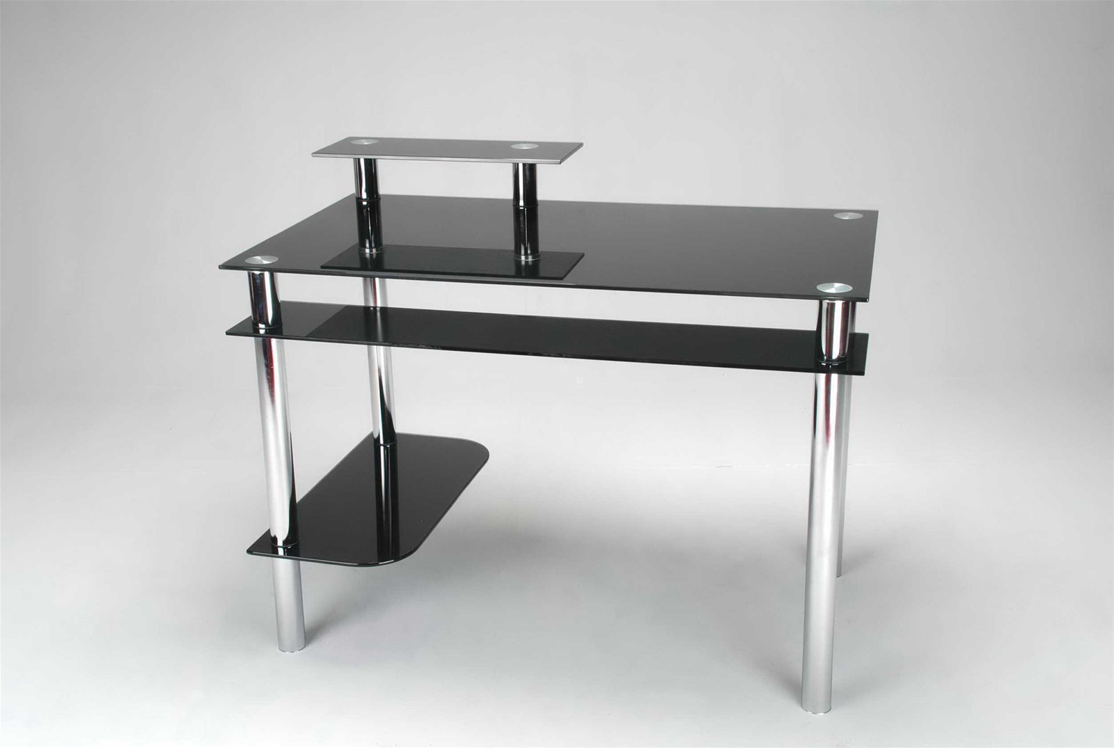 Computer Desk with Clear BLACK Glass and Aluminum
