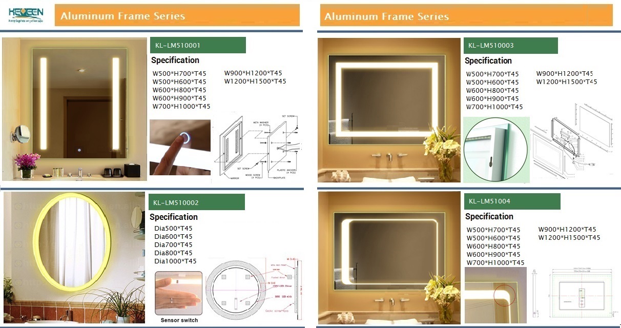 UL ETL CE Wall Mounted Hotel Bathroom LED Mirror