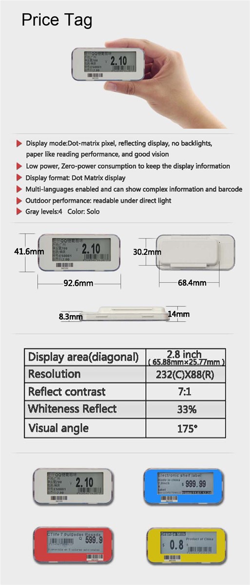 28inch Epaper Electronic Shelf Label Price Tag