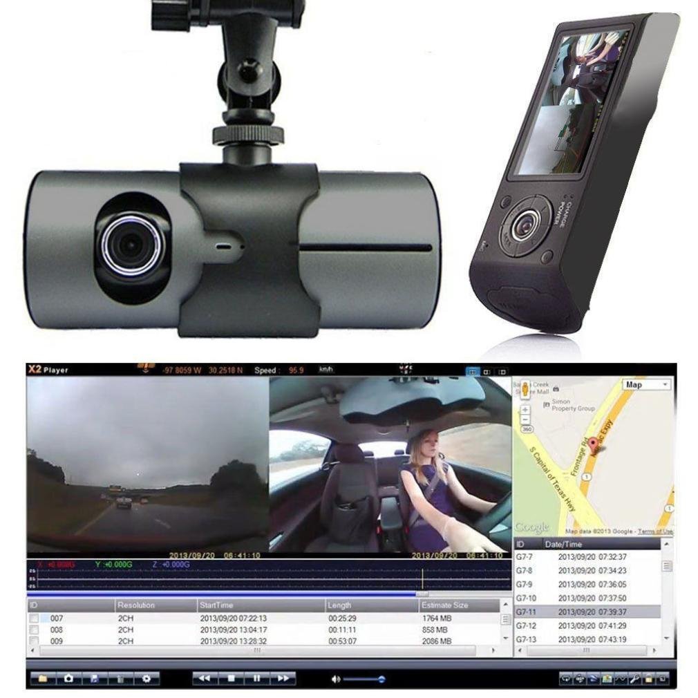 Dual Lens Dash Cam COOKI FB300 27 HD 1080P Car DVR Camera Video Recorder Dash Cam GSensor GPS Dual Len Camera