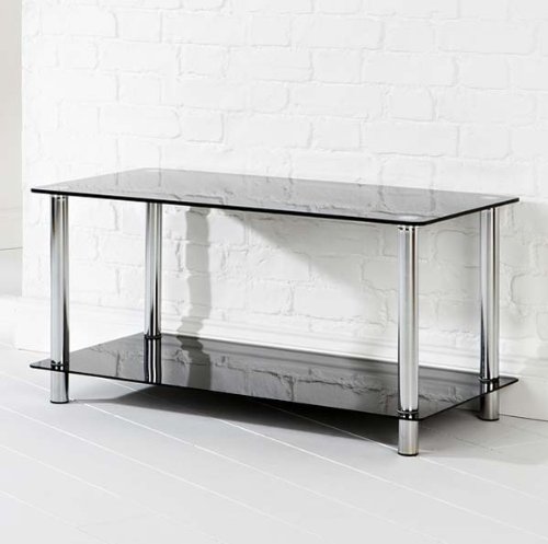 two tier black glass coffee table rectangle shape