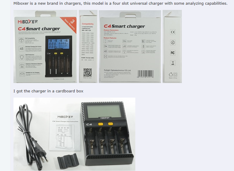 Miboxer C4 Smart Battery Charger 18650 Chargerm Liion battery Charger 4 Slots