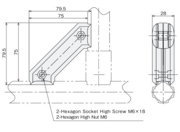 Double Side 45 Degree Aluminum Tubing Joint Diagonal Brace Pipe Connector AL4