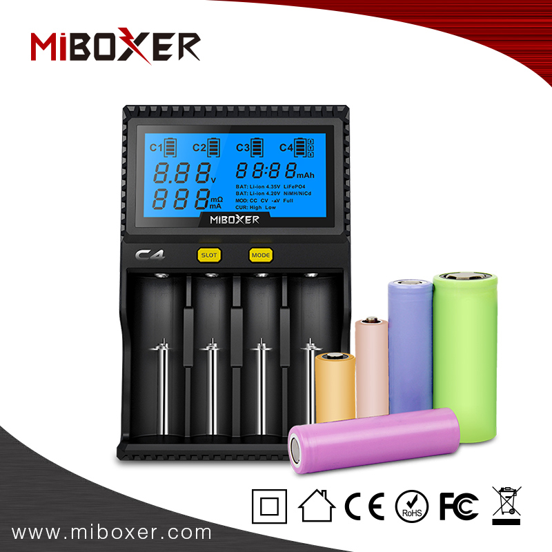 Miboxer C4 Smart Battery Charger 18650 Chargerm Liion battery Charger 4 Slots