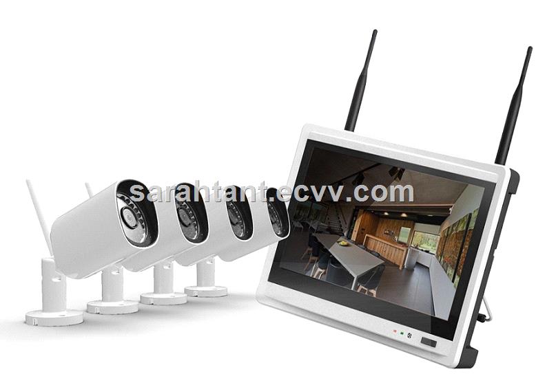 Wireless Home Security System 4CH WIFI IP Cameras NVR with 11 Inch HD Screen
