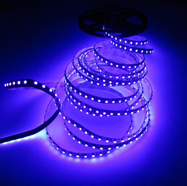 5M 3528 UV White PCB Non-Warterproof 120pcs/m Ultraviolet LED Strip, 395nm 3528 SMD Purple 600 LED Flex Strip Light