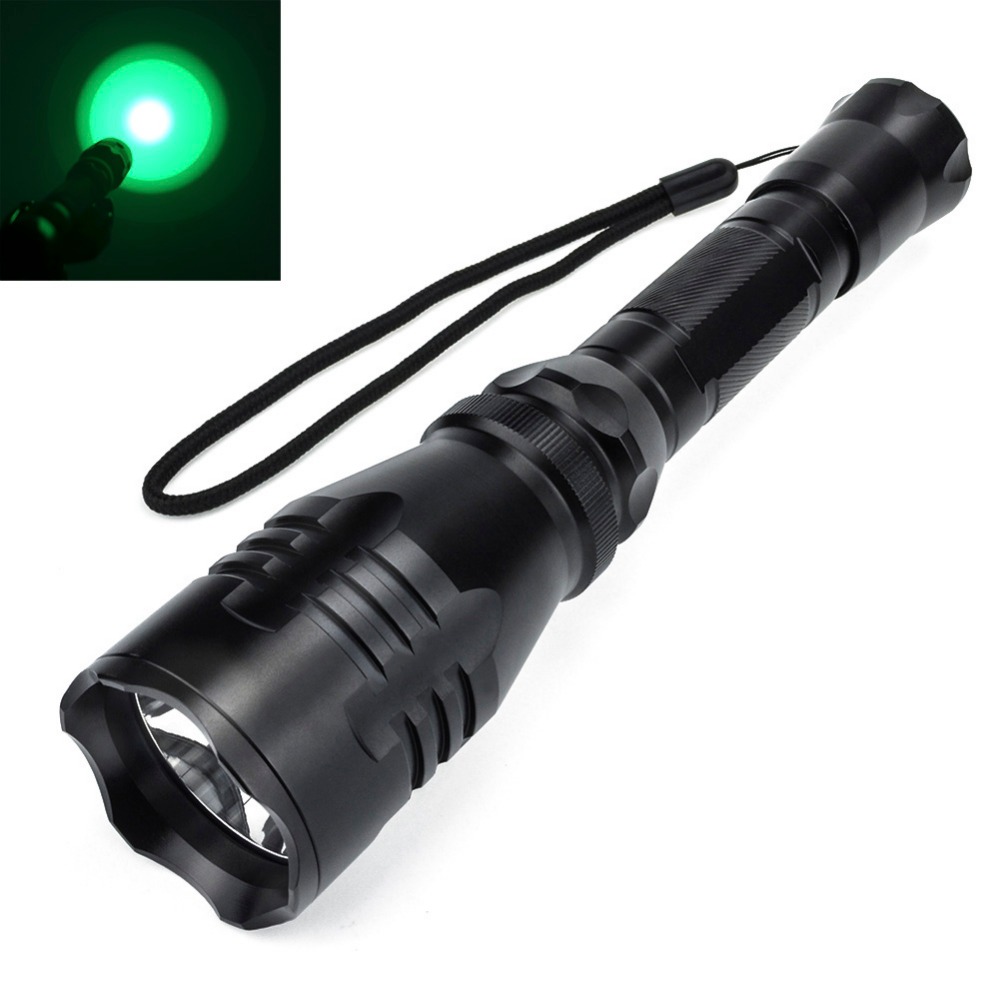 LED Hunting Flashlight Torch Hight Power Cree Torch Cree Green Red Light Lantern 1Mode Waterproof For 1x18650