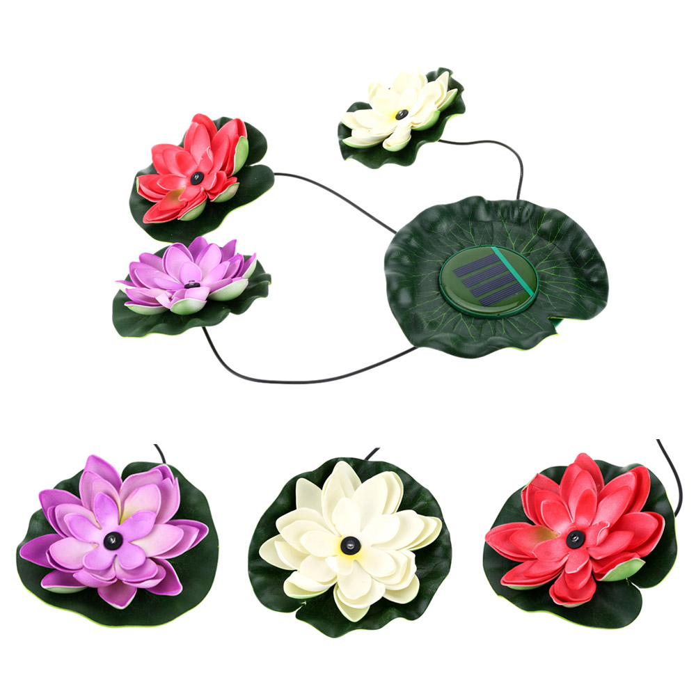 Practical Garden Pool Floating Lotus Solar Light Night Flower Lamp for Pond Fountain Decoration Solar Lamps