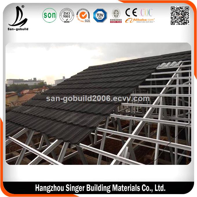 50 year warranty high quality color stone coated steel roofing tile makuti grained roofing tile stone coated