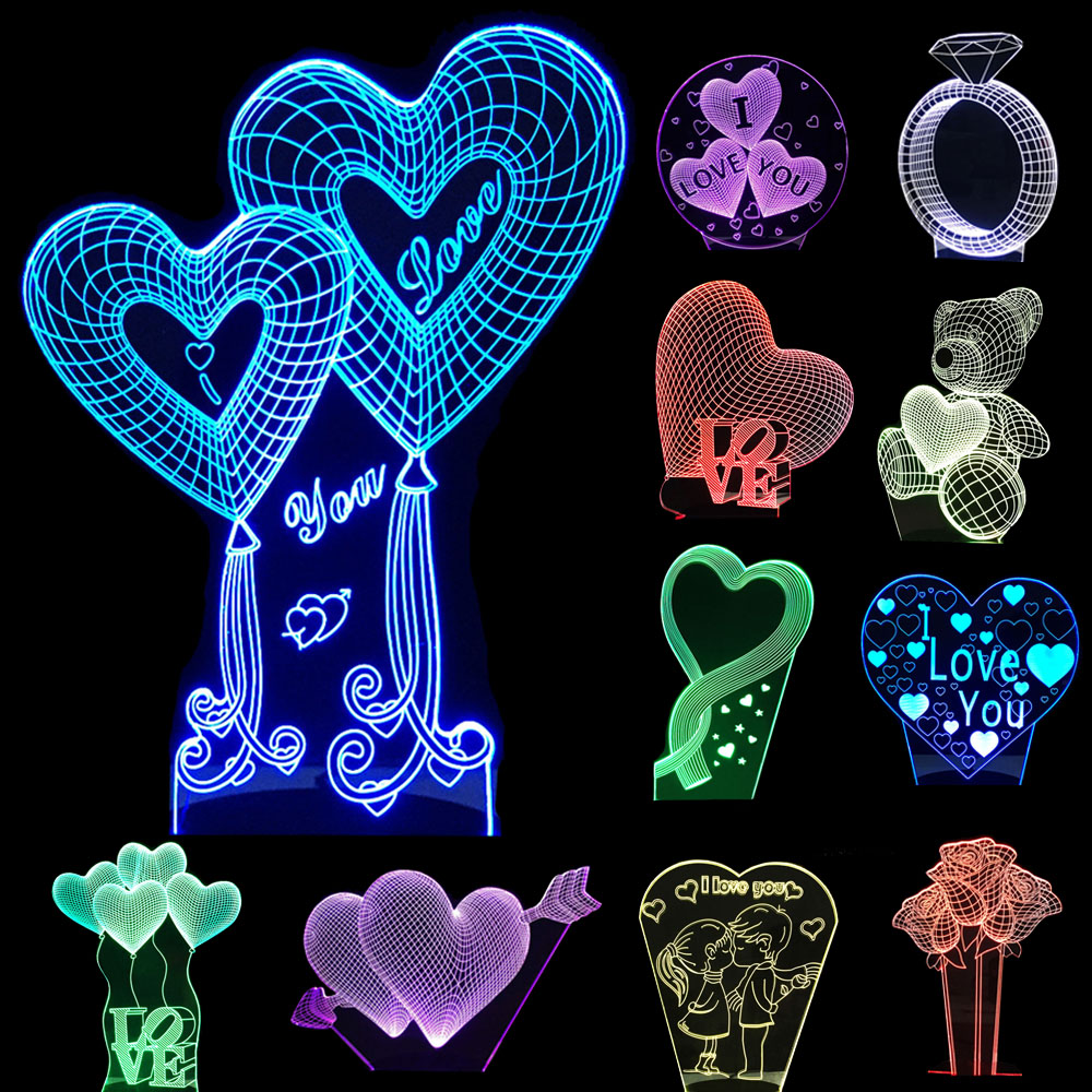 Valentines day Gift 3D Lamp LED Night Light 7 Colors Table Lampe Deco Bulb Touch Sensor Valentines day Gift 3D Lamp LED Night Light 7 Colors Table Lampe Deco Bulb Touch Sensor