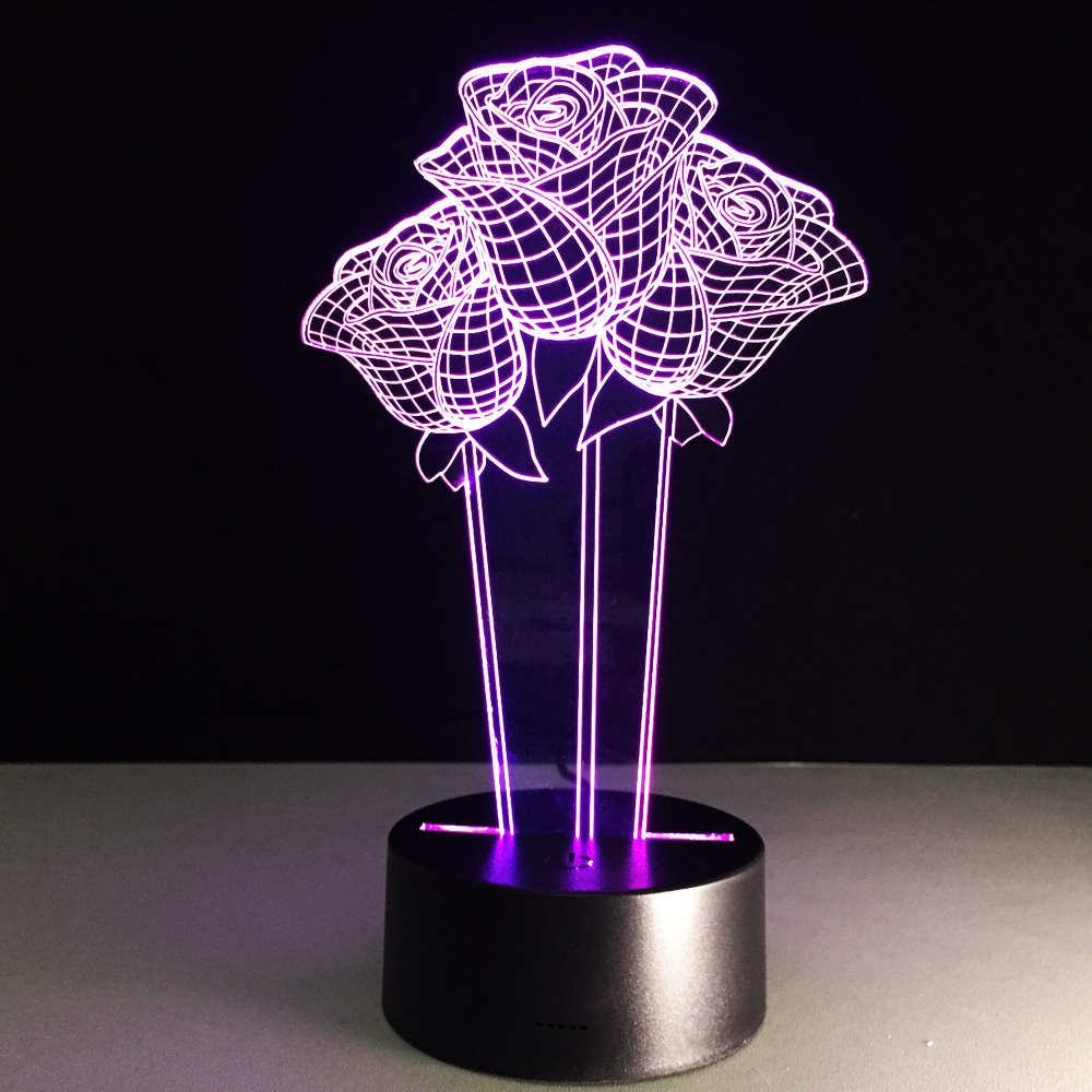 Valentines day Gift 3D Lamp LED Night Light 7 Colors Table Lampe Deco Bulb Touch Sensor