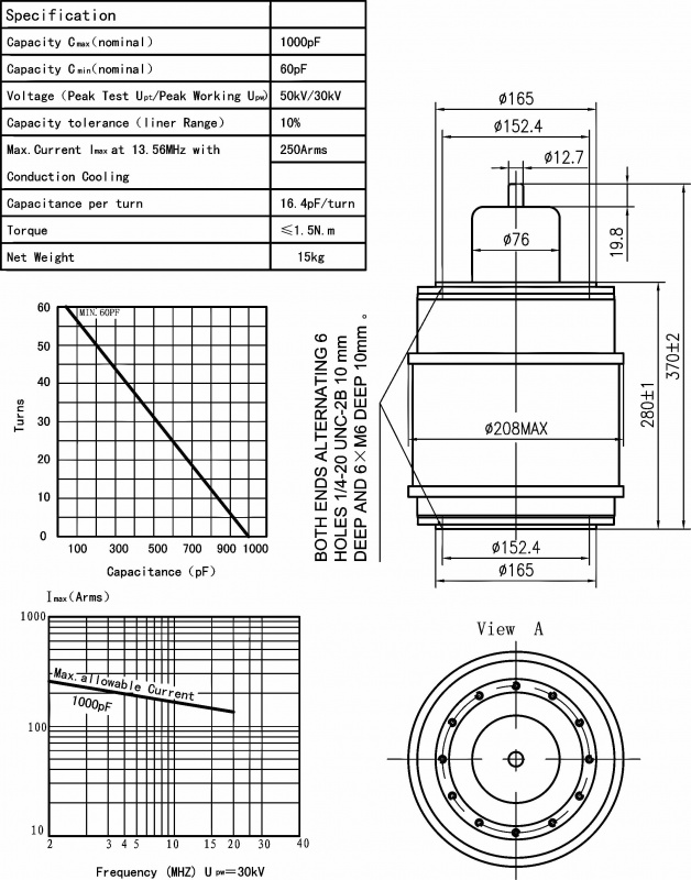 Variable Vacuum Capacitor CKTB100035250