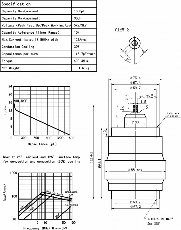 Variable Vacuum Capacitor CKTB150010108