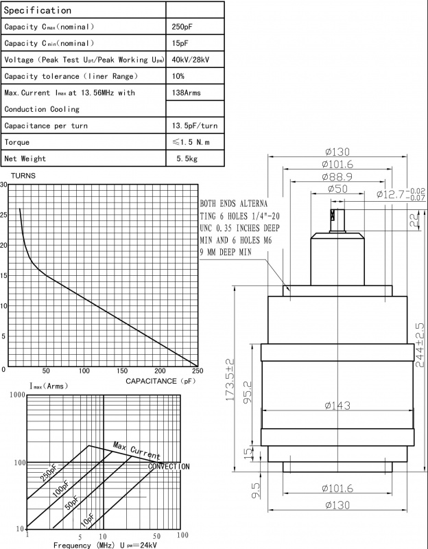 Variable Vacuum Capacitor CKTB25028138