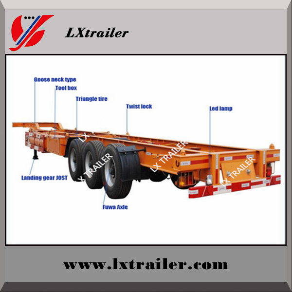 Hot sale 3 axle 40 ft skeleton used container trailer for sale