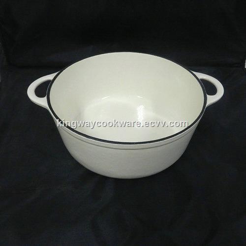 White Enamel CastIron Round Casserole