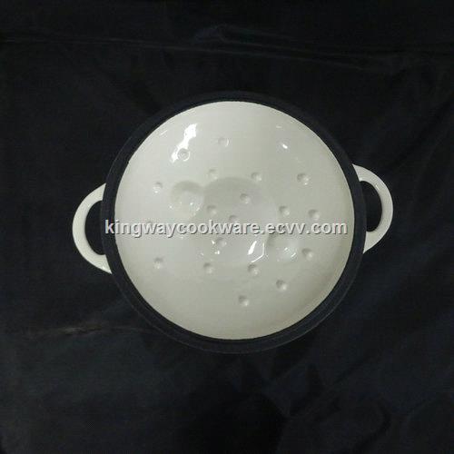 White Enamel CastIron Round Casserole