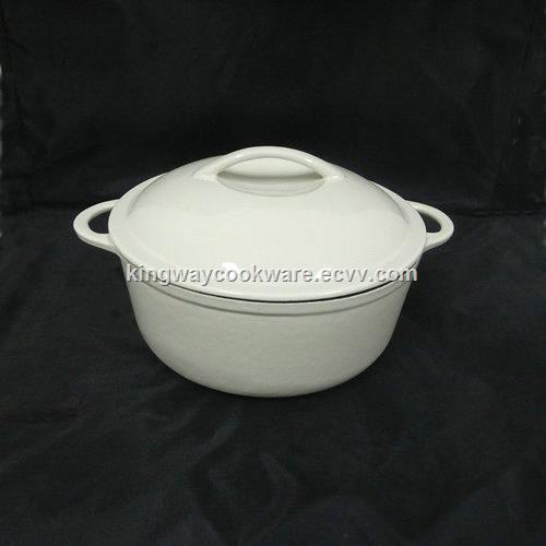 White Enamel CastIron Round Casserole